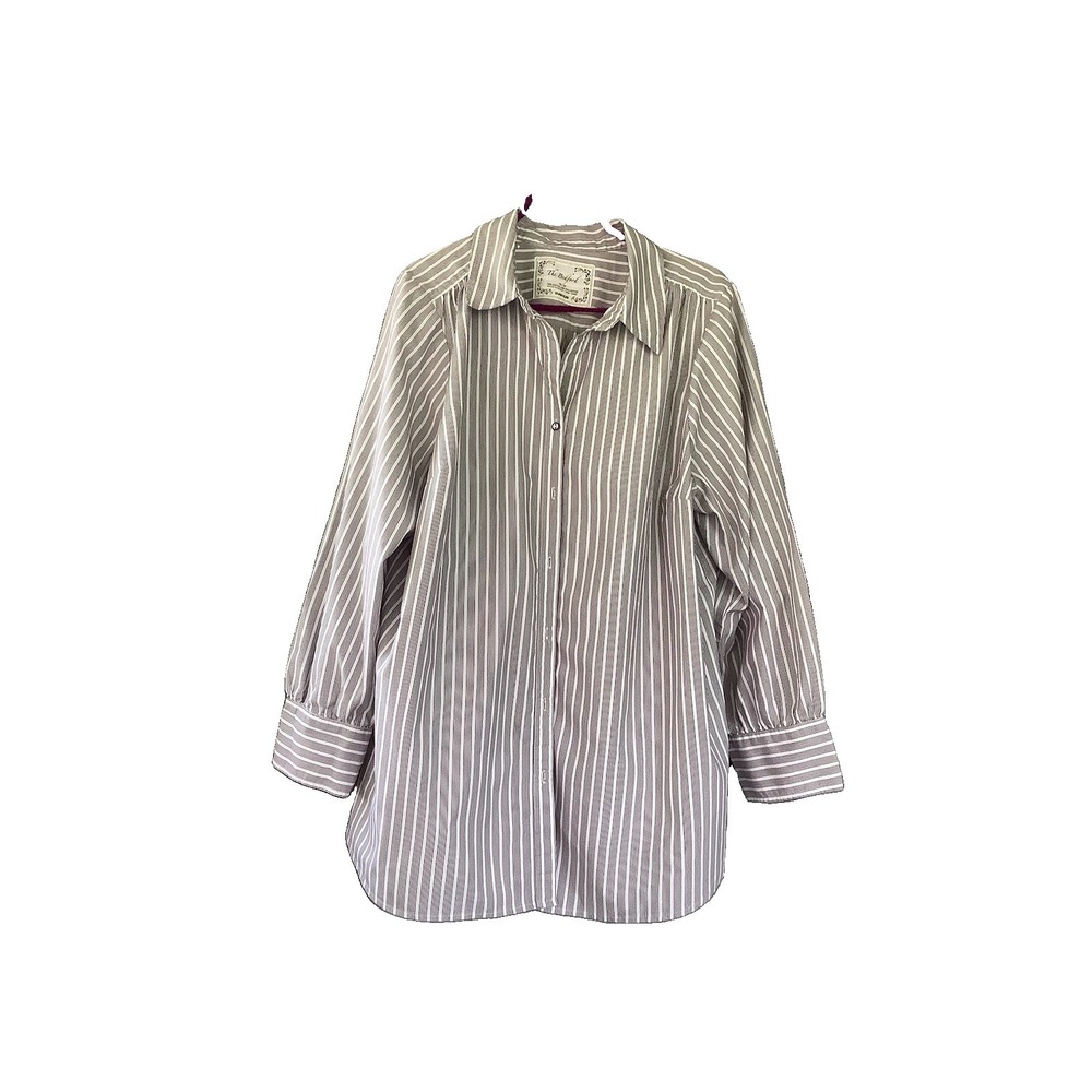 The Bedford By Avenue Womens Blouse Size 22/24 Gray Striped Nice! - Picture 3 of 3
